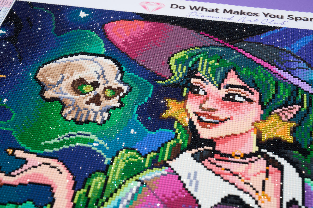 Diamond Painting Dark Witch 22" x 28" (55.6cm x 70.7cm) / Round with 99 Colors including 2 ABs and 2 Iridescent Diamonds and 6 Fairy Dust Diamonds / 51,914