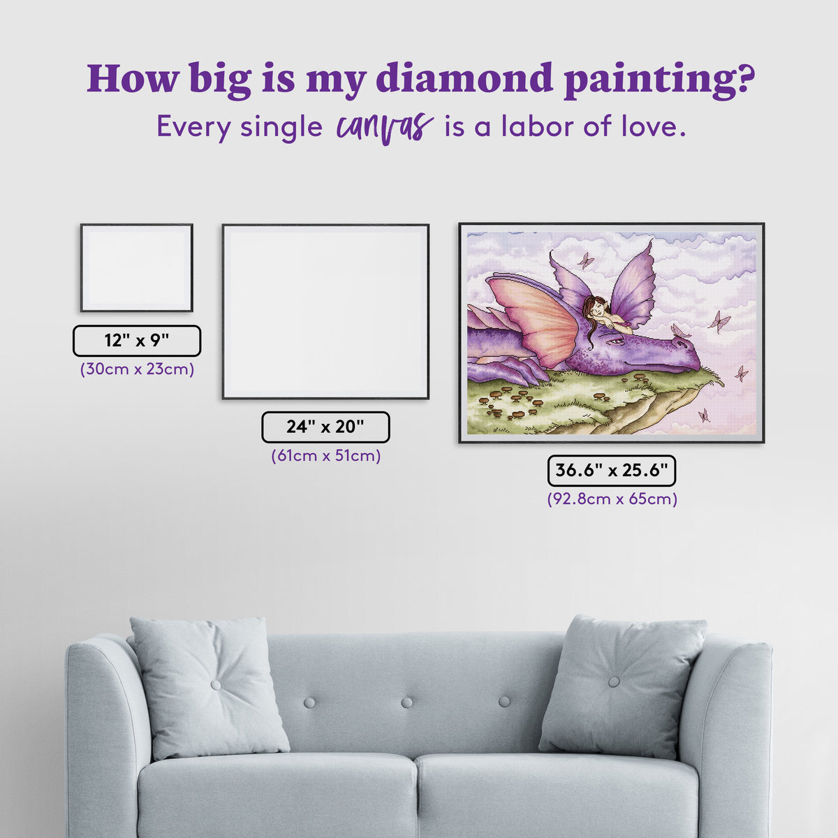 Diamond Painting Daydreams 36.6" x 25.6" (92.8cm x 65cm) / Square with 60 Colors including 3 ABs and 3 Fairy Dust Diamonds / 97,353