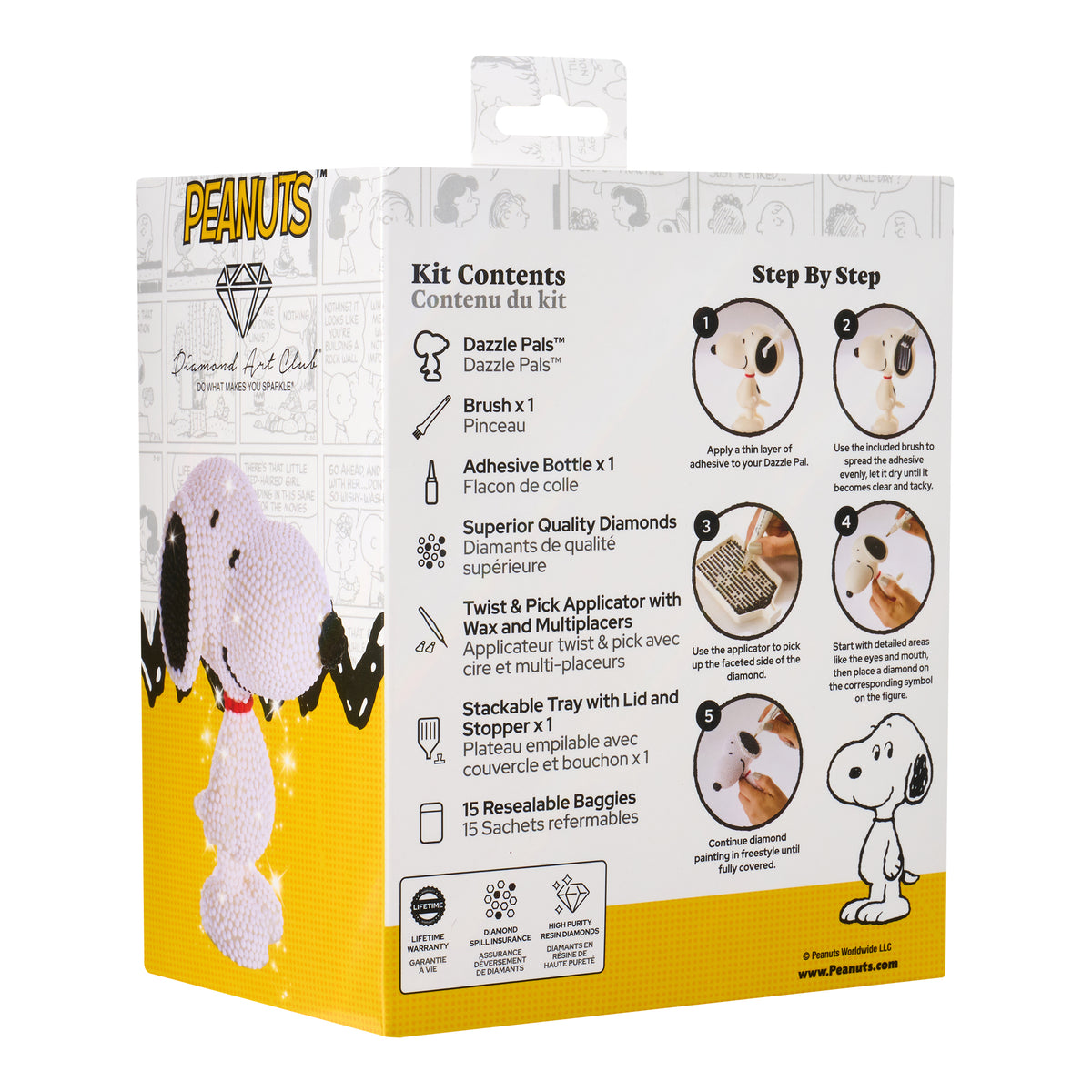 Diamond Painting Dazzle Pals™ - Snoopy™ 5" x 2.4" x 3.8" (12.8cm x 6.2cm x 9.9cm) / Round with 3 Colors / 3,900