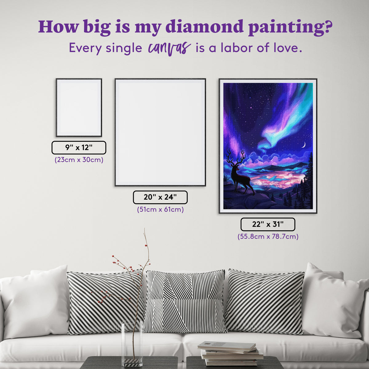 Diamond Painting Deer on The Hill 22" x 31" (55.8cm x 78.7cm) / Square with 42 Colors Including 3 ABs and 4 Fairy Dust Diamonds / 70,784