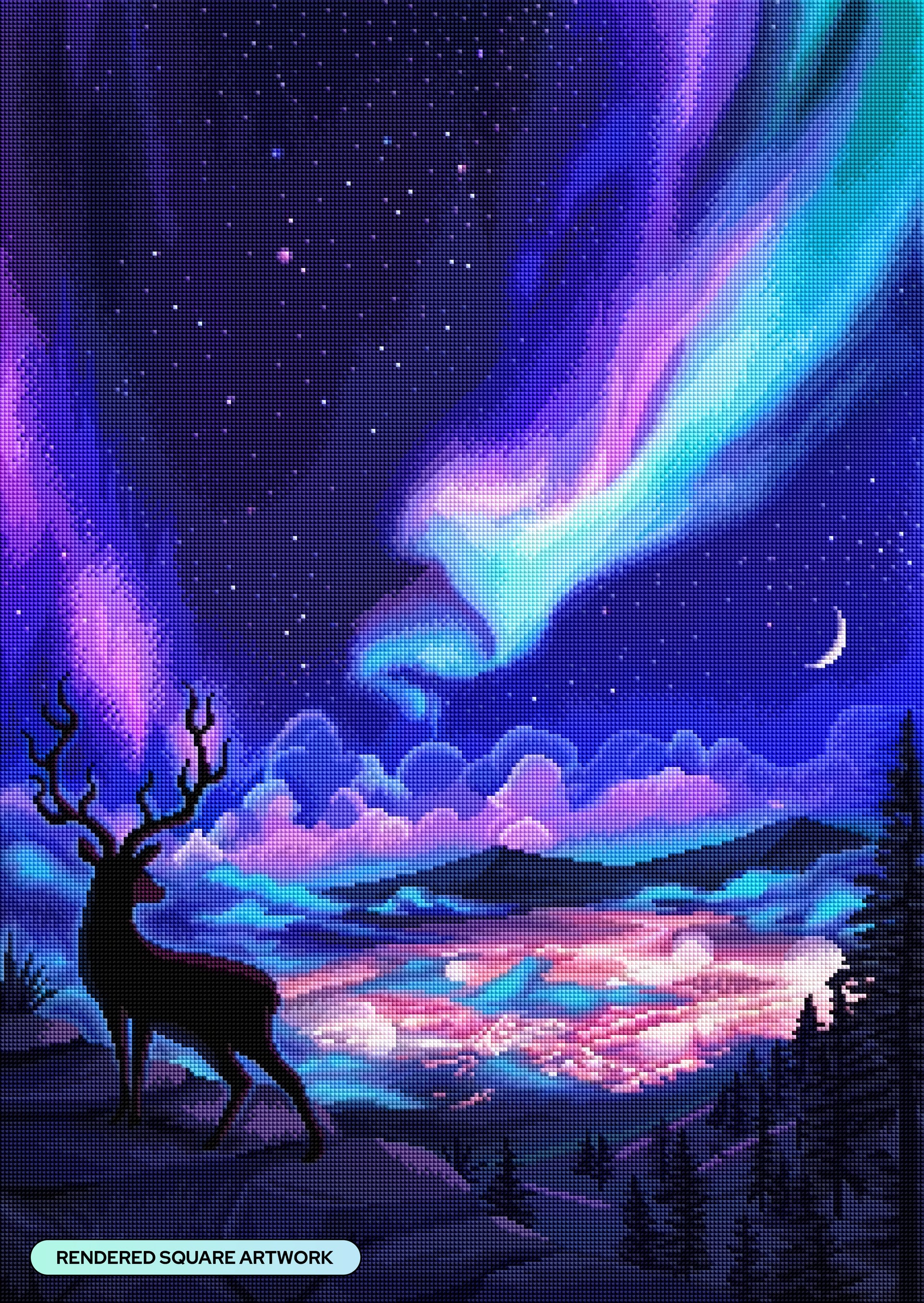 Diamond Painting Deer on The Hill 22" x 31" (55.8cm x 78.7cm) / Square with 42 Colors Including 3 ABs and 4 Fairy Dust Diamonds / 70,784