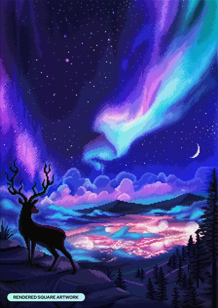 Diamond Painting Deer on The Hill 22" x 31" (55.8cm x 78.7cm) / Square with 42 Colors Including 3 ABs and 4 Fairy Dust Diamonds / 70,784