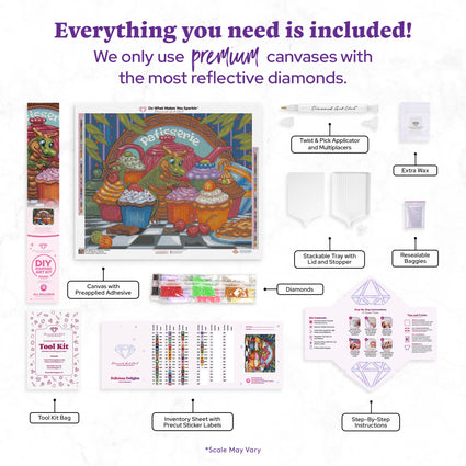 Diamond Painting Delicious Delights 27" x 22" (68.8cm x 55.6cm) / Round with 63 Colors including 2 ABs and 4 Fairy Dust Diamonds / 50,500