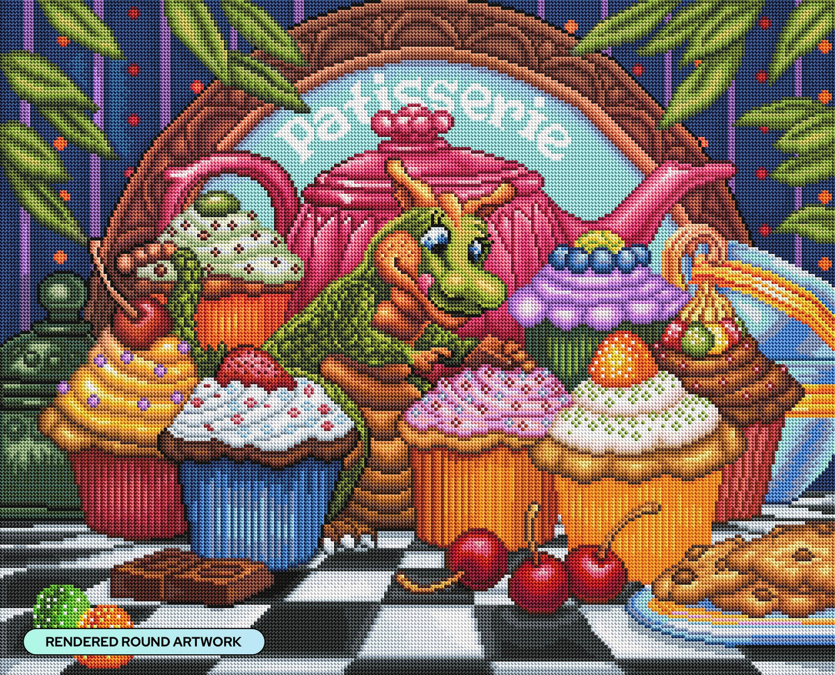 Diamond Painting Delicious Delights 27" x 22" (68.8cm x 55.6cm) / Round with 63 Colors including 2 ABs and 4 Fairy Dust Diamonds / 50,500