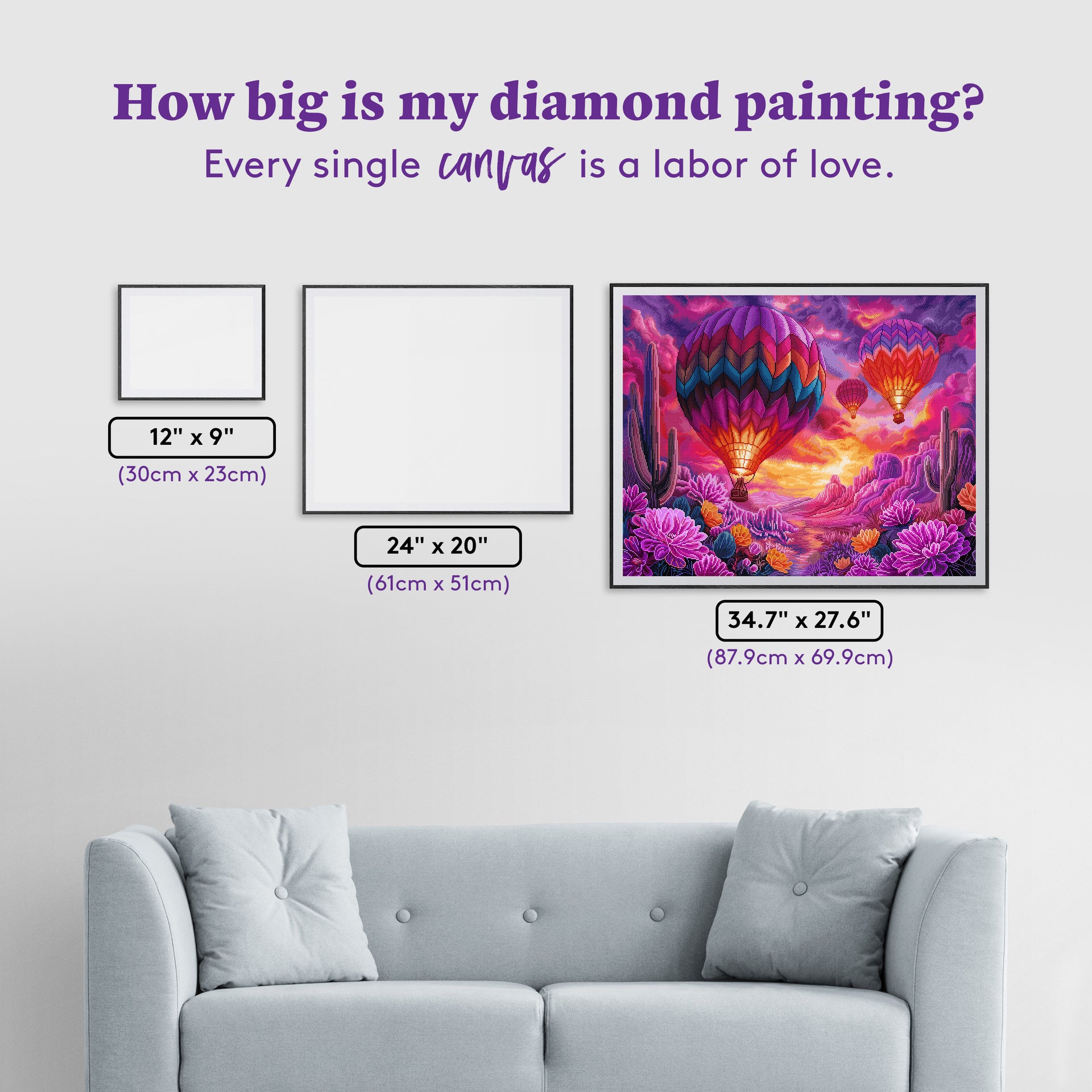 Diamond Painting Desert Colors 34.7" x 27.6" (87.9cm x 69.9cm) / Square with 63 Colors including 1 AB and 4 Fairy Dust Diamonds / 99,193