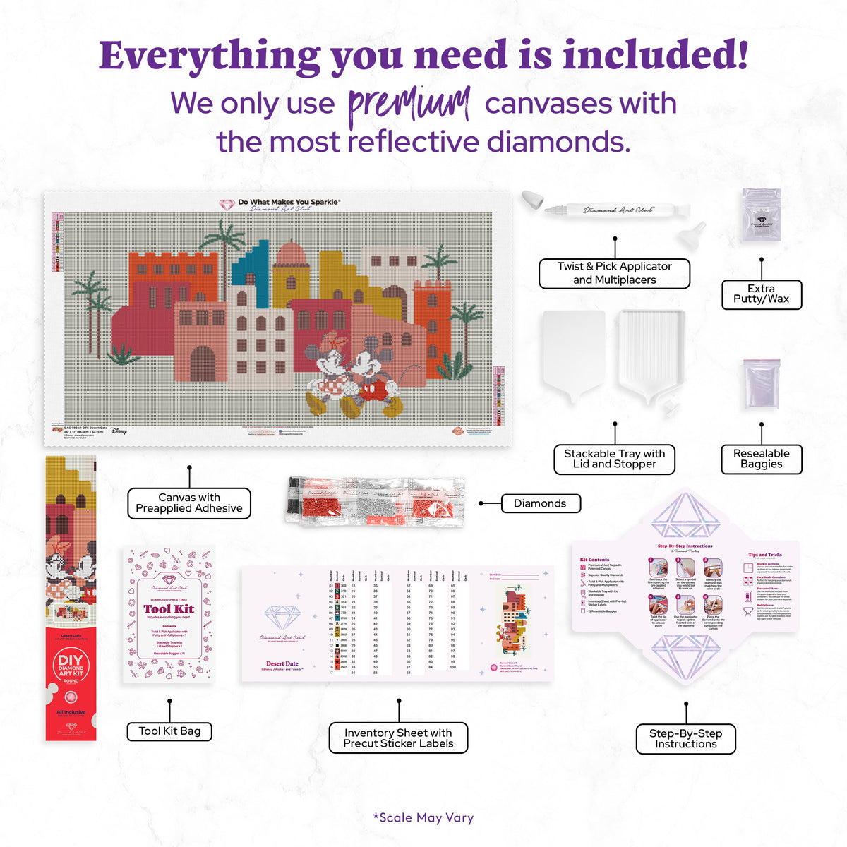 Diamond Painting Desert Date 34" x 17" (85.6cm x 42.7cm) / Round with 16 Colors including 3 Fairy Dust Diamonds / 48,360