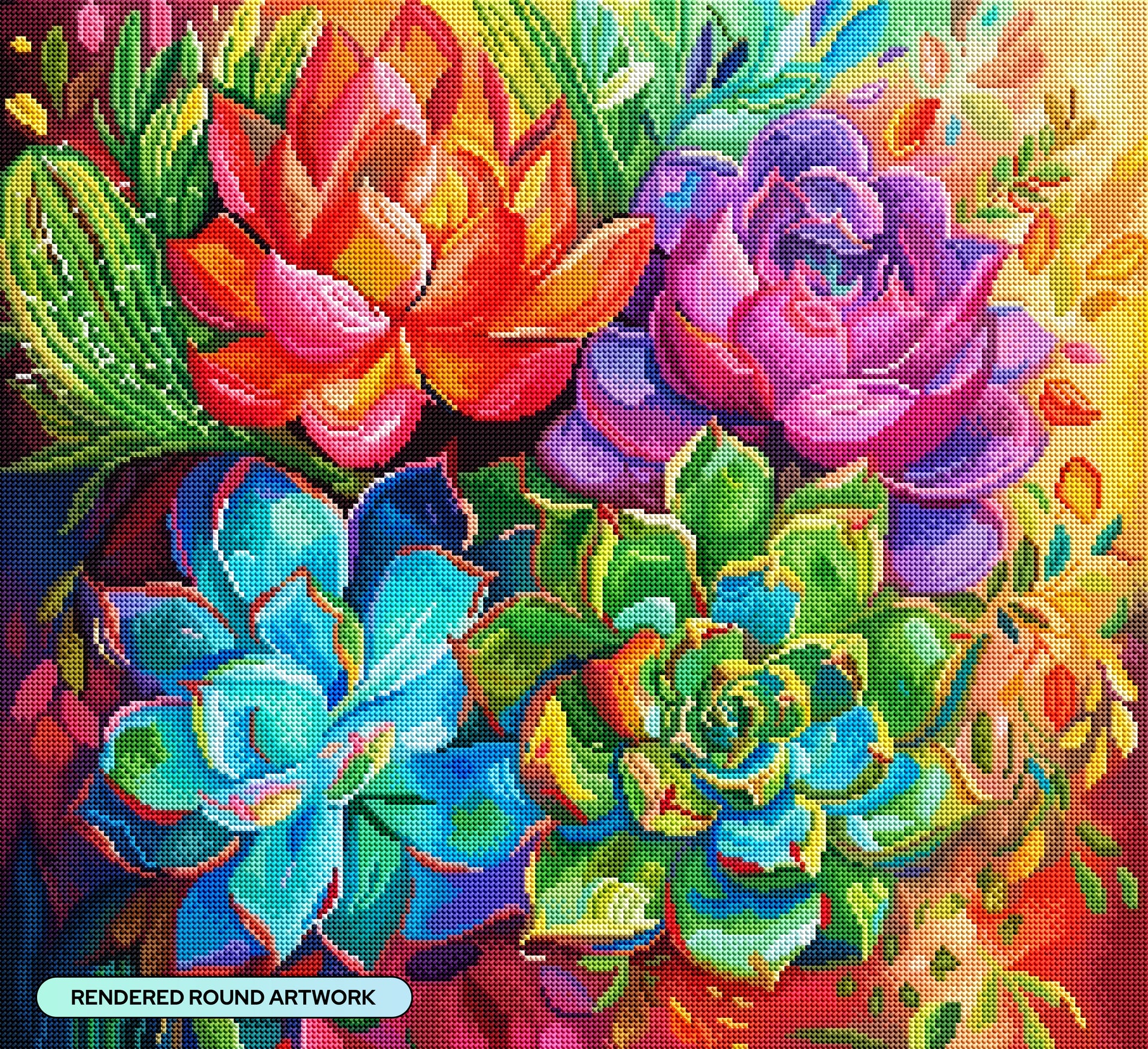 Diamond Painting Desert Jewels 24" x 22" (60.8cm x 55.6cm) / Round with 92 Colors including 3 ABs and 3 Fairy Dust Diamonds / 44,642