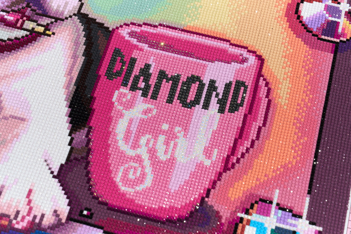 Diamond Painting Diamond Girl 22" x 22" (55.6cm x 55.6cm) / Round with 74 Colors including 3 ABs and 1 Iridescent Diamond and 5 Fairy Dust Diamonds / 40,804