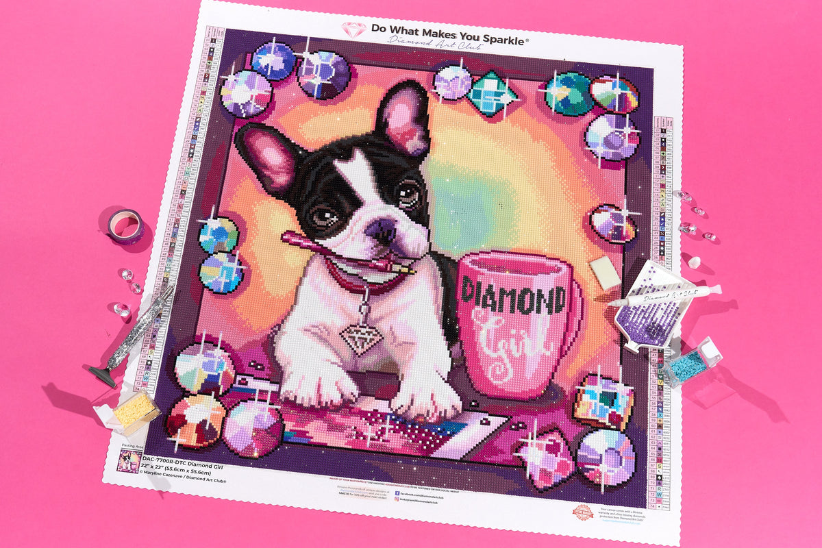 Diamond Painting Diamond Girl 22" x 22" (55.6cm x 55.6cm) / Round with 74 Colors including 3 ABs and 1 Iridescent Diamond and 5 Fairy Dust Diamonds / 40,804