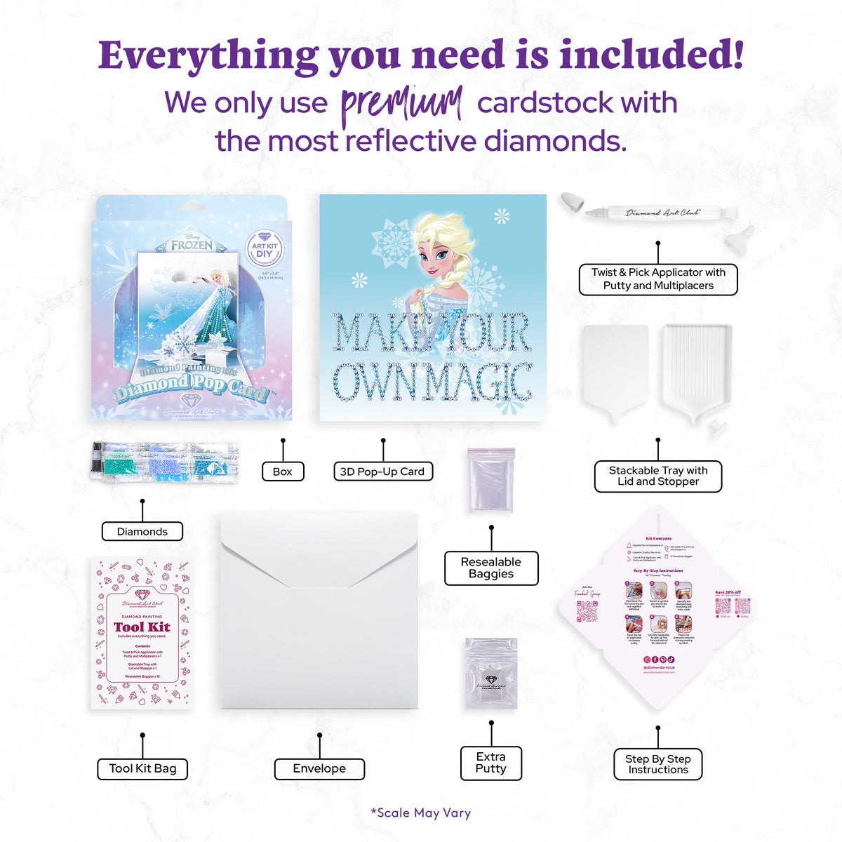 Diamond Painting Diamond Pop Card™ - Frozen™ 5.8" x 5.8" (14.9cm x 14.9cm) / Round with 11 Colors including 1 Special Diamond / 673