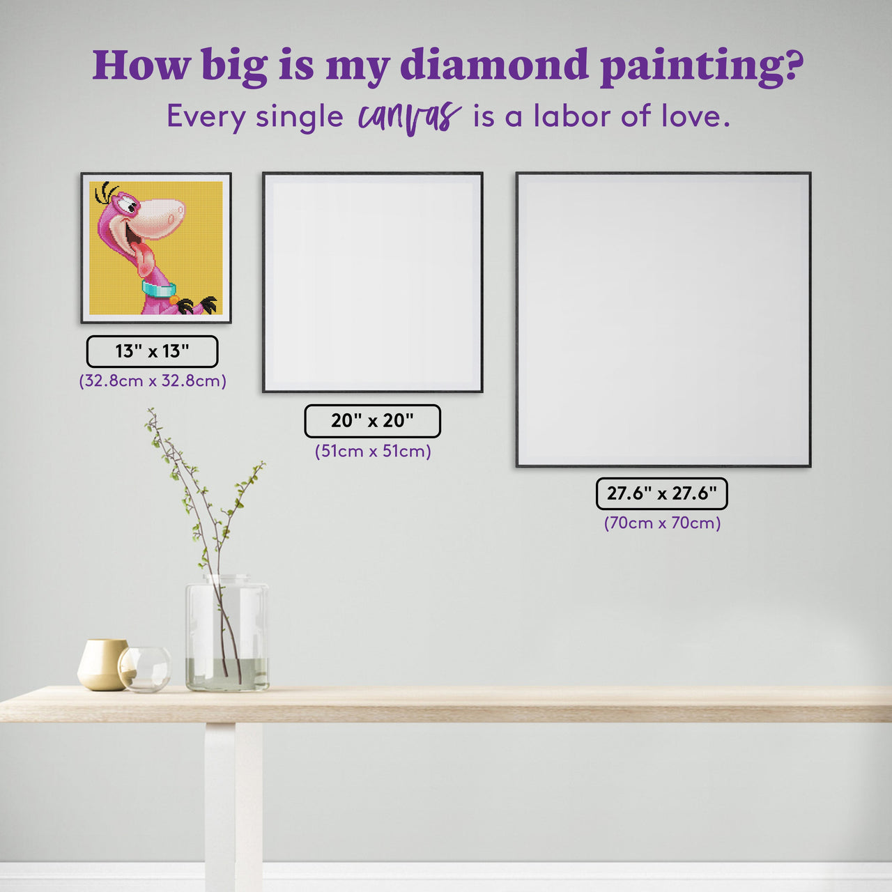 Diamond Painting Dino 13" x 13" (32.8cm x 32.8cm) / Round With 31 Colors including 1 AB Diamonds and 1 Fairy Dust Diamonds / 13,689