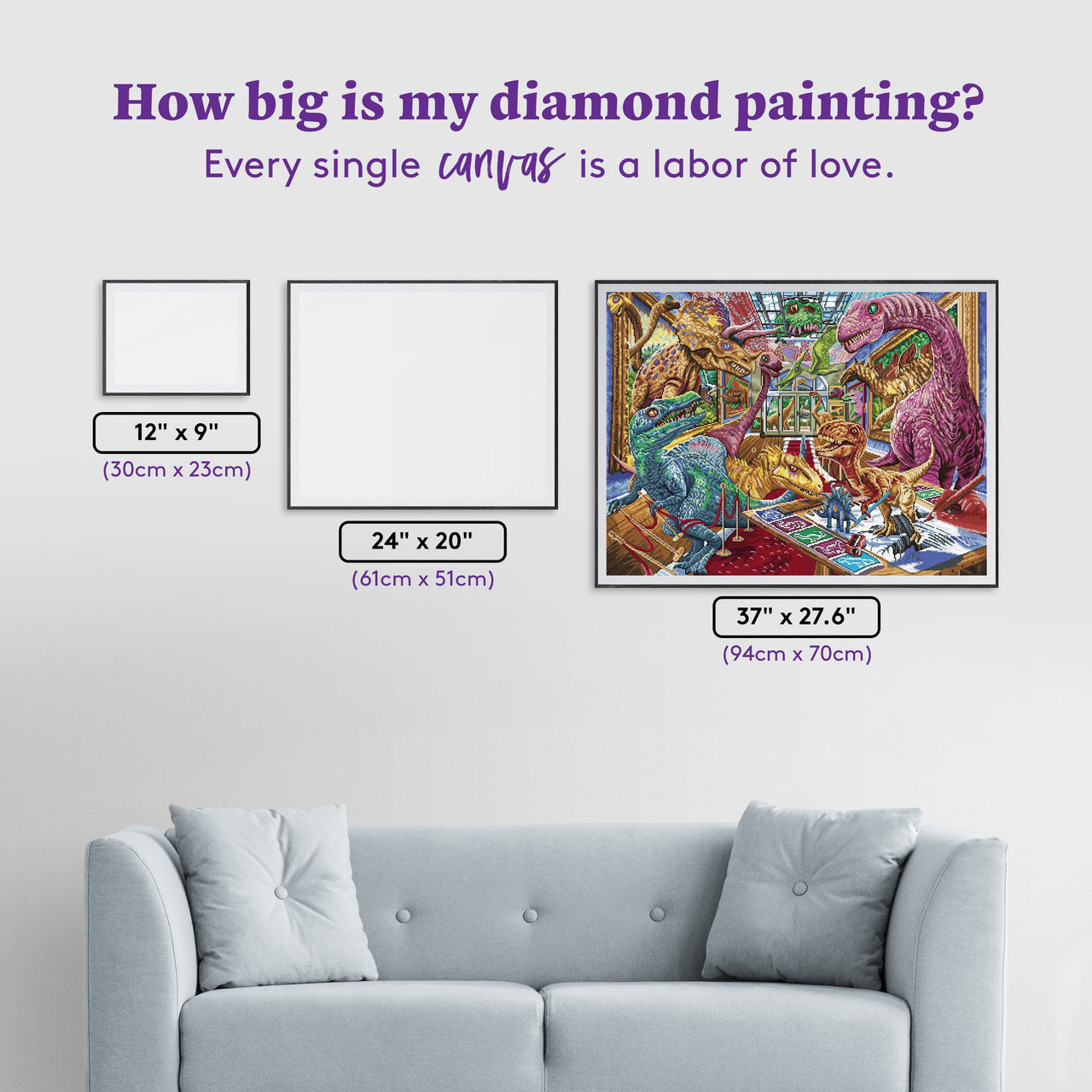 Diamond Painting Dino Mania 37" x 27.6" (94cm x 70cm) / Square with 59 Colors including 4 ABs and 3 Fairy Dust Diamond / 105,937