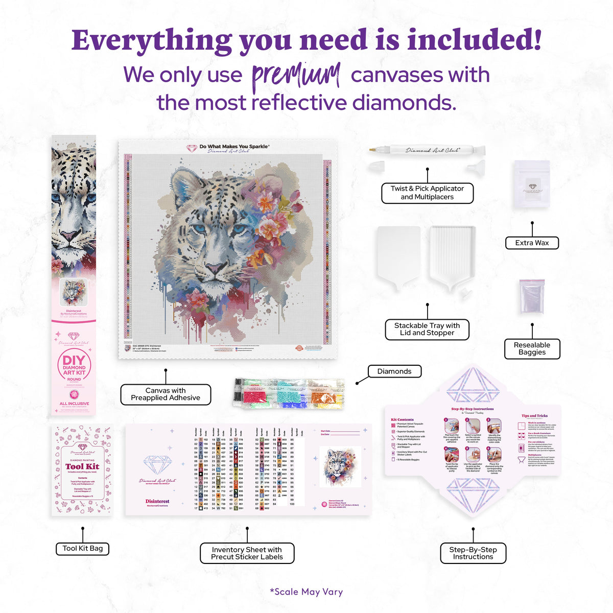 Diamond Painting Disinterest 22" x 22" (55.6cm x 55.6cm) / Round with 82 Colors including 1 AB and 4 Fairy Dust Diamonds / 40,804