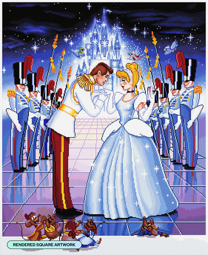 Diamond Painting Disney's Cinderella 27.6" x 33.9" (69.9cm x 85.6cm) / Square with 66 Colors including 1 AB and 3 Fairy Dust Diamonds / 96,664