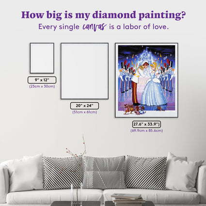 Diamond Painting Disney's Cinderella 27.6" x 33.9" (69.9cm x 85.6cm) / Square with 66 Colors including 1 AB and 3 Fairy Dust Diamonds / 96,664