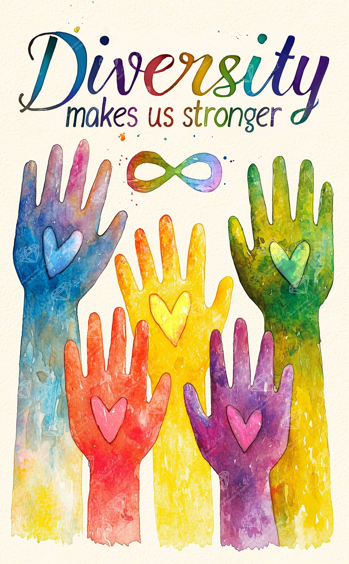 Diamond Painting Diversity Makes Us Stronger 13" x 21" (32.9cm x 53cm) / Square with 83 Colors including 5 ABs and 5 Fairy Dust Diamonds / 28,116