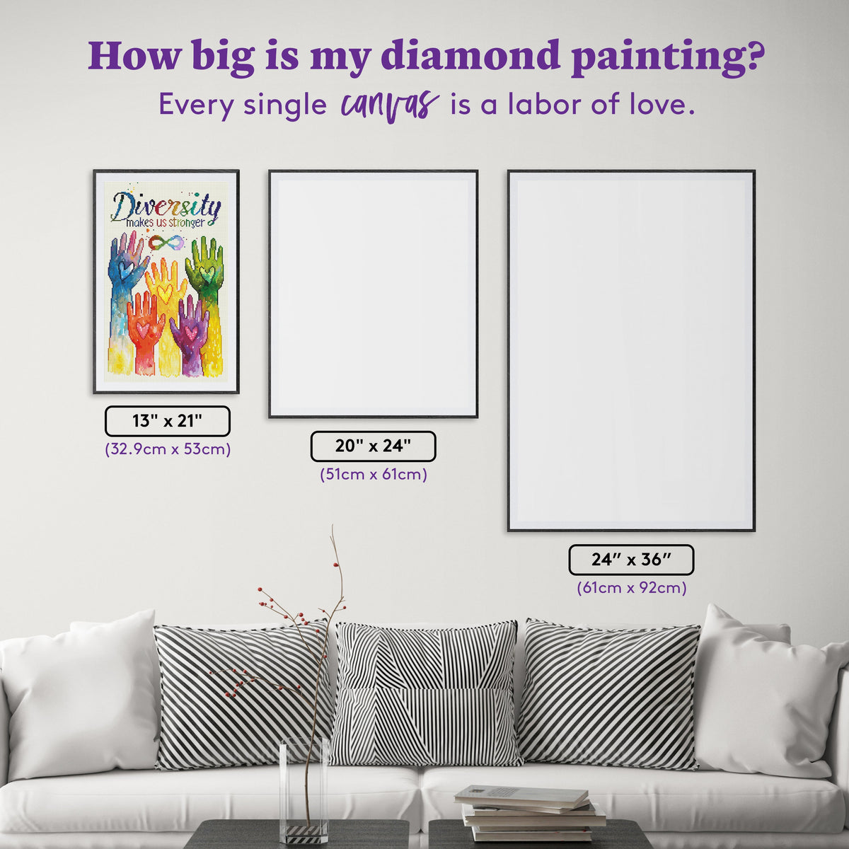 Diamond Painting Diversity Makes Us Stronger 13" x 21" (32.9cm x 53cm) / Square with 83 Colors including 5 ABs and 5 Fairy Dust Diamonds / 28,116