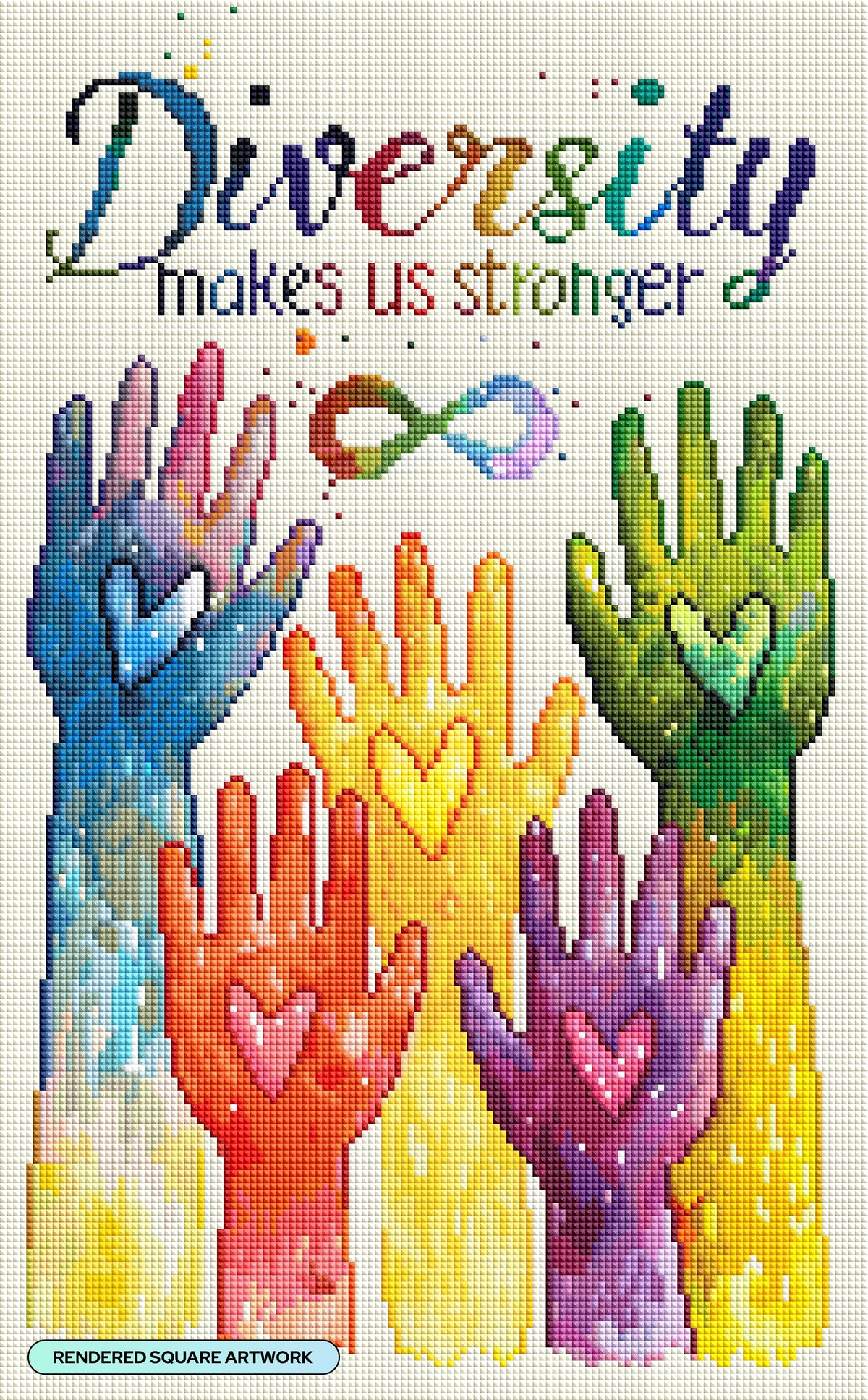 Diamond Painting Diversity Makes Us Stronger 13" x 21" (32.9cm x 53cm) / Square with 83 Colors including 5 ABs and 5 Fairy Dust Diamonds / 28,116