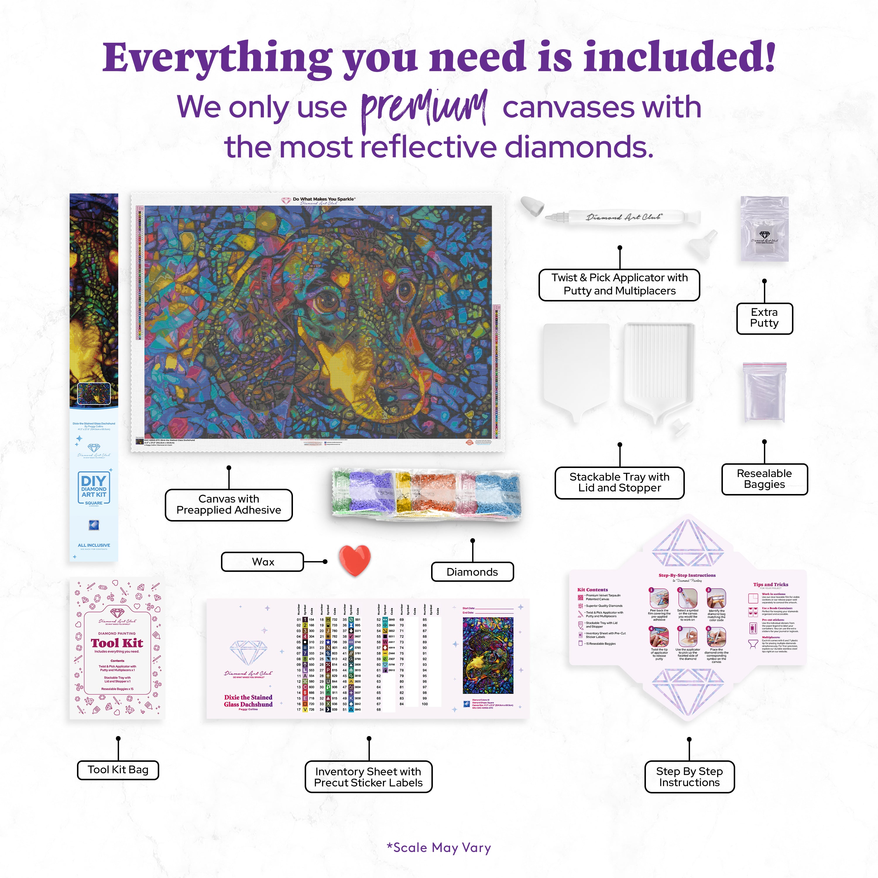 Dixie the Stained Glass Dachshund – Diamond Art Club