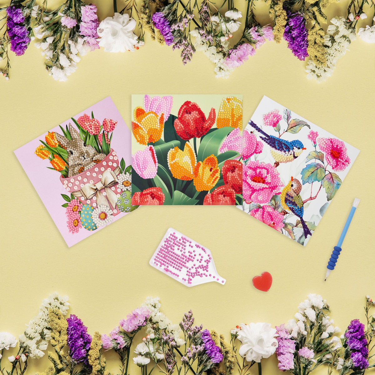 Diamond Painting DIY Spring Cards (3-Pack) 5.9" x 5.9" (15cm x 15cm) / Round