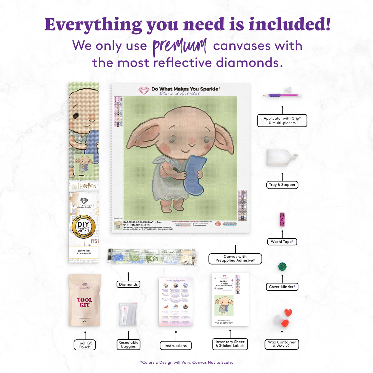 Diamond Painting Dobby™ is Free! 13" x 14" (32.8cm x 35.9cm) / Round With 11 Colors / 14,976
