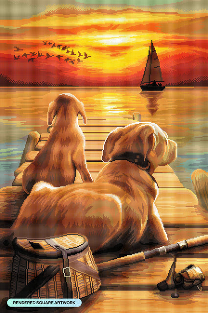 Diamond Painting Dockside Sunset 22" x 33" (55.8cm x 83.7cm) / Square With 61 Colors Including 3 ABs and 2 Fairy Dust Diamonds / 75,264
