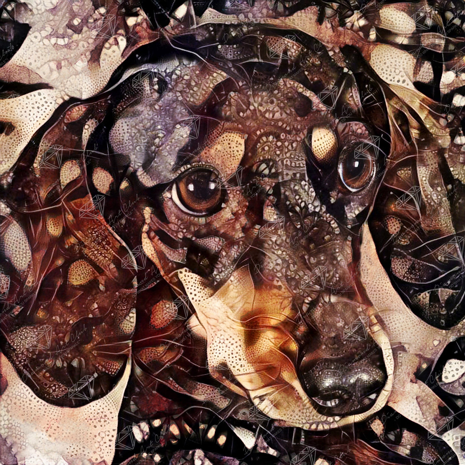 Diamond Painting Dolly the Dachshund 25.6" x 25.6" (65cm x 65cm) / Square with 78 Colors including 2 ABs and 4 Fairy Dust Diamonds / 68,121