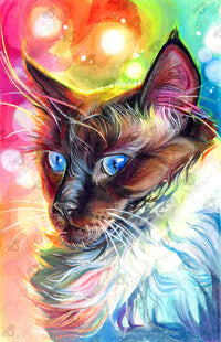 Diamond Painting Domestic Cat 20" x 31" (50.7cm x 78.7cm) / Round with 66 Colors including 5 ABs and 1 Fairy Dust Diamonds / 50,861