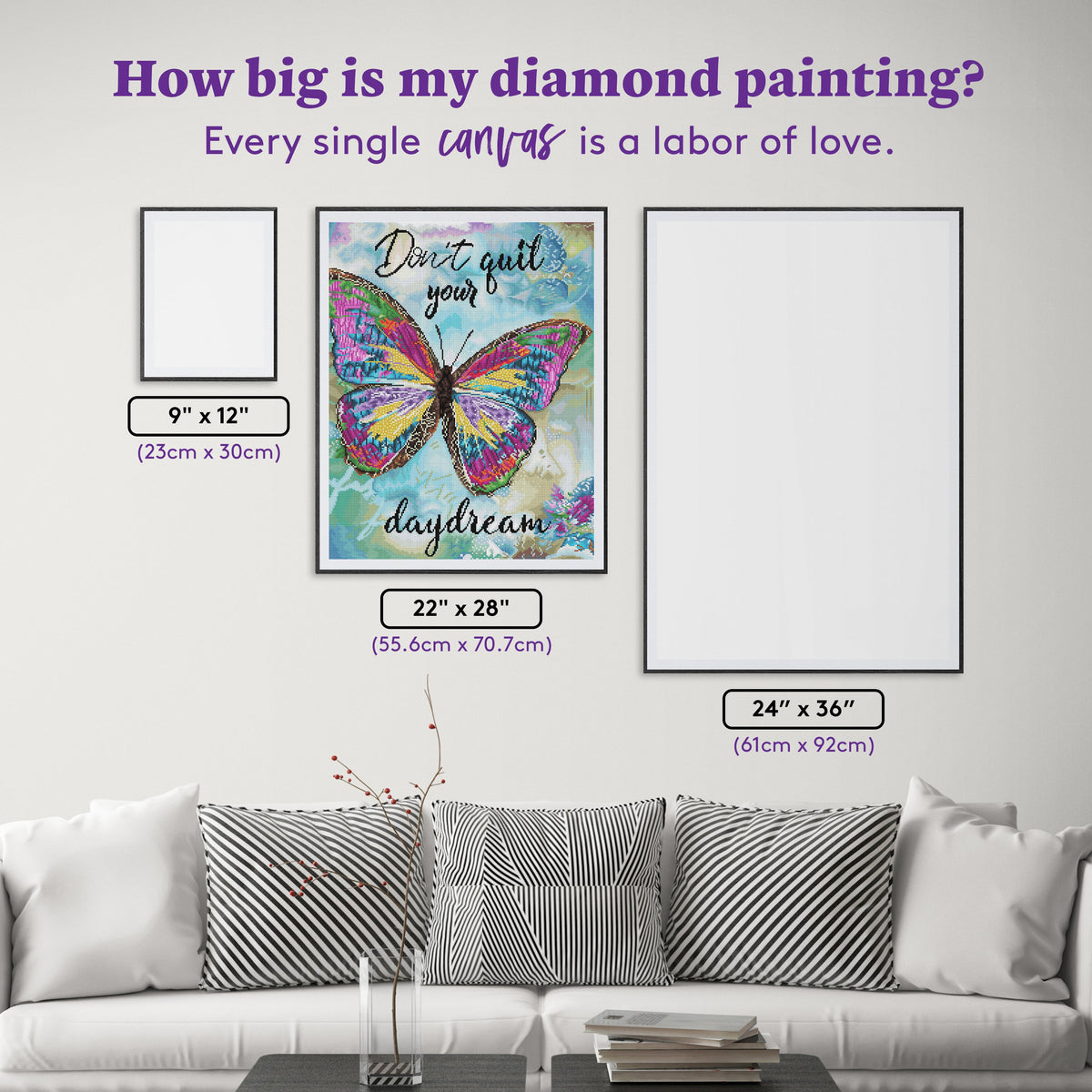 Diamond Painting Don't Quit 22" x 28" (55.6cm x 70.7cm) / Round with 63 colors including 4 ABs and 6 Fairy Dust Diamonds / 51,914