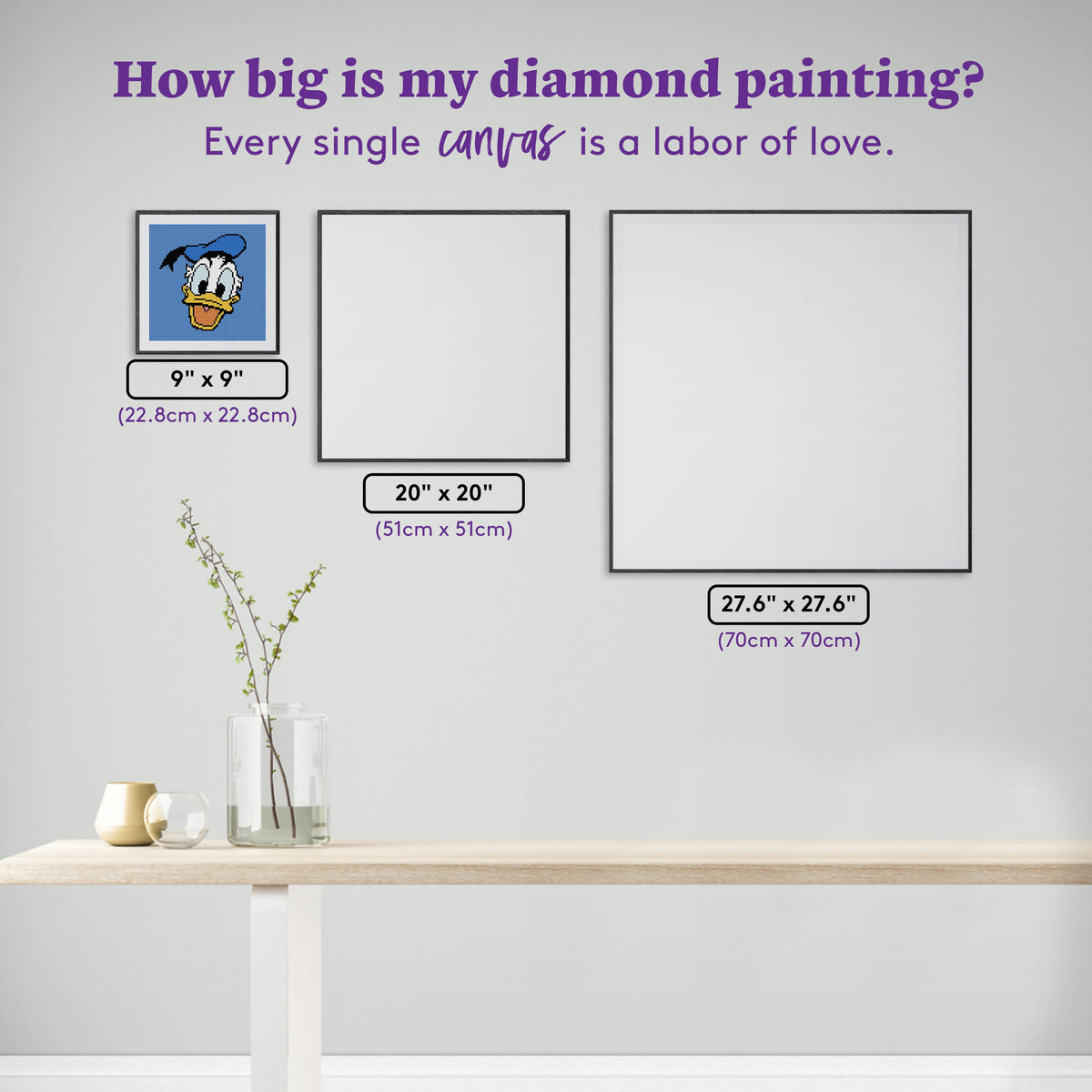 Diamond Painting Donald 9" x 9" (22.8cm x 22.8cm) / Round with 8 Colors including 1 AB and 1 Fairy Dust Diamond / 6,889