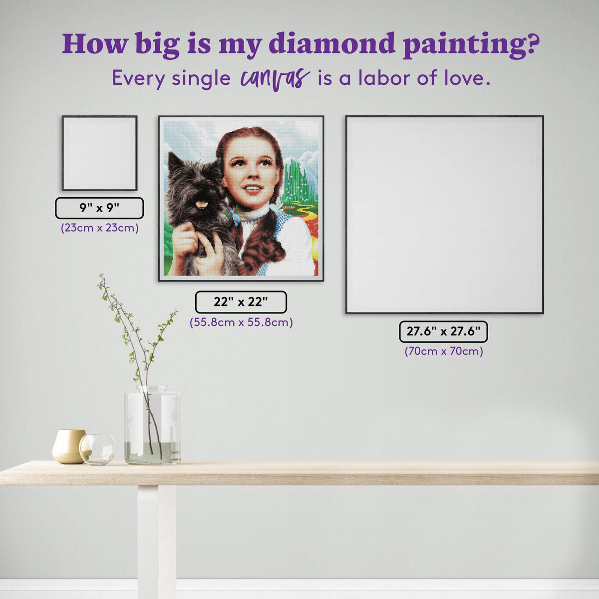 Diamond Painting Dorothy and Toto 22" x 22" (55.8cm x 55.8cm) / Round With 41 Colors Including 2 ABs and 4 Iridescent Diamonds / 39,601