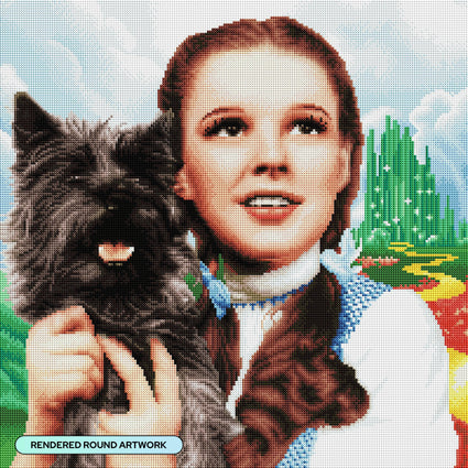 Diamond Painting Dorothy and Toto 22" x 22" (55.8cm x 55.8cm) / Round With 41 Colors Including 2 ABs and 4 Iridescent Diamonds / 39,601