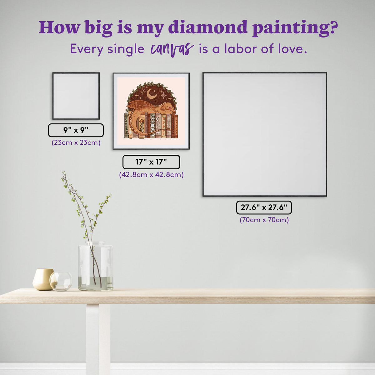 Diamond Painting Dragon and Books 17" x 17" (42.8cm x 42.8cm) / Square with 22 Colors including 1 AB and 1 Frosted Diamond and 4 Fairy Dust Diamonds / 16,725