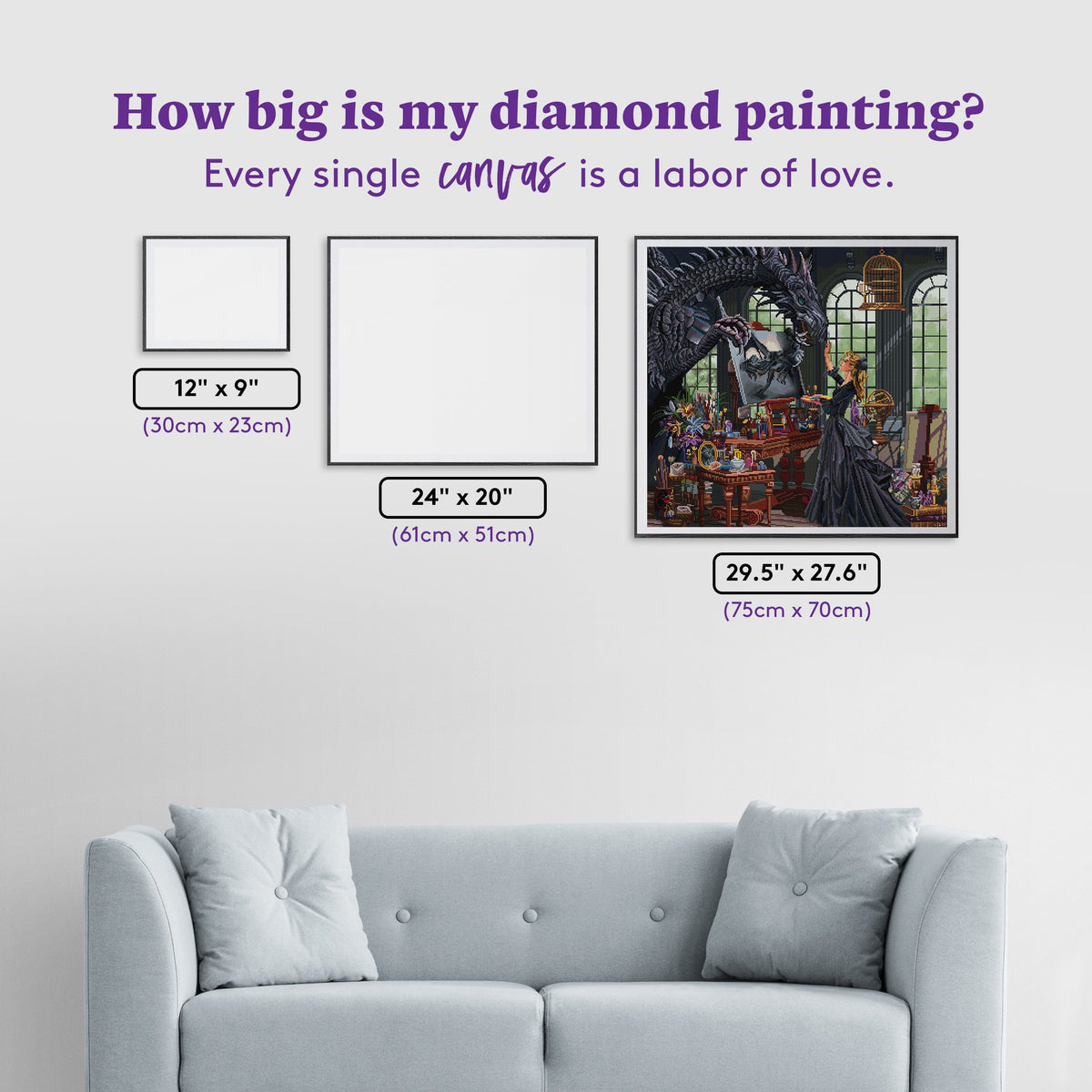 Diamond Painting Dragon Artist 29.5" x 27.6" (75cm x 70cm) / Square with 53 Colors including 3 ABs and 3 Fairy Dust Diamonds / 84,581