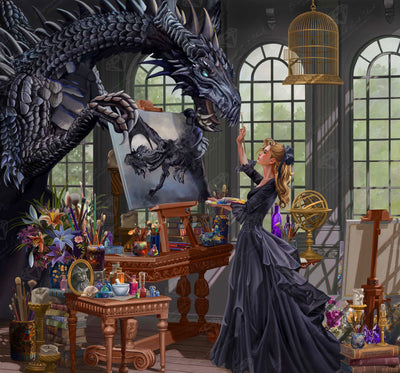 Diamond Painting Dragon Artist 29.5" x 27.6" (75cm x 70cm) / Square with 53 Colors including 3 ABs and 3 Fairy Dust Diamonds / 84,581