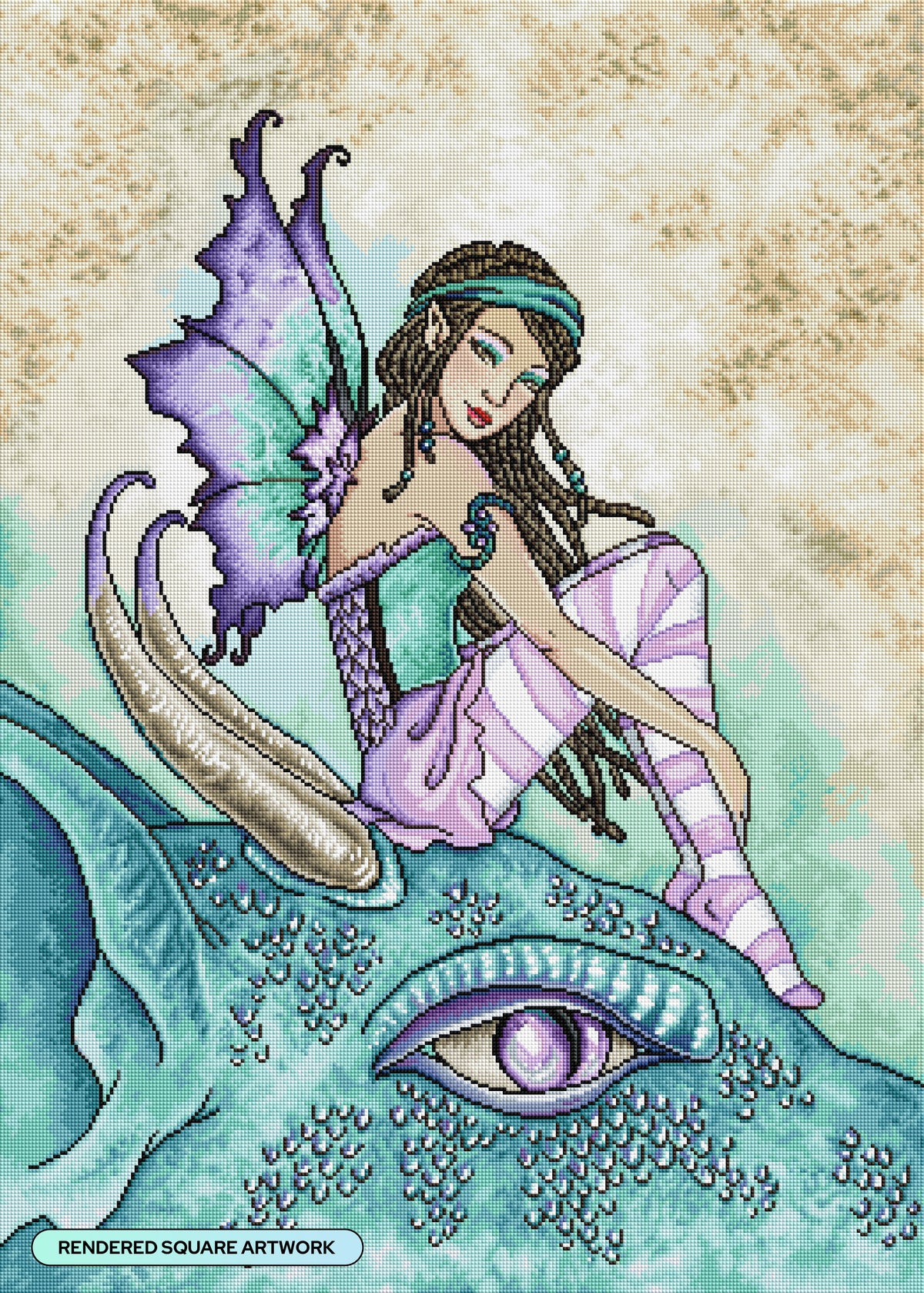 Diamond Painting Dragon Perch 25.6" x 35.8" (65cm x 91cm) / Square with 54 Colors including 2 ABs and 3 Fairy Dust Diamonds / 95,265