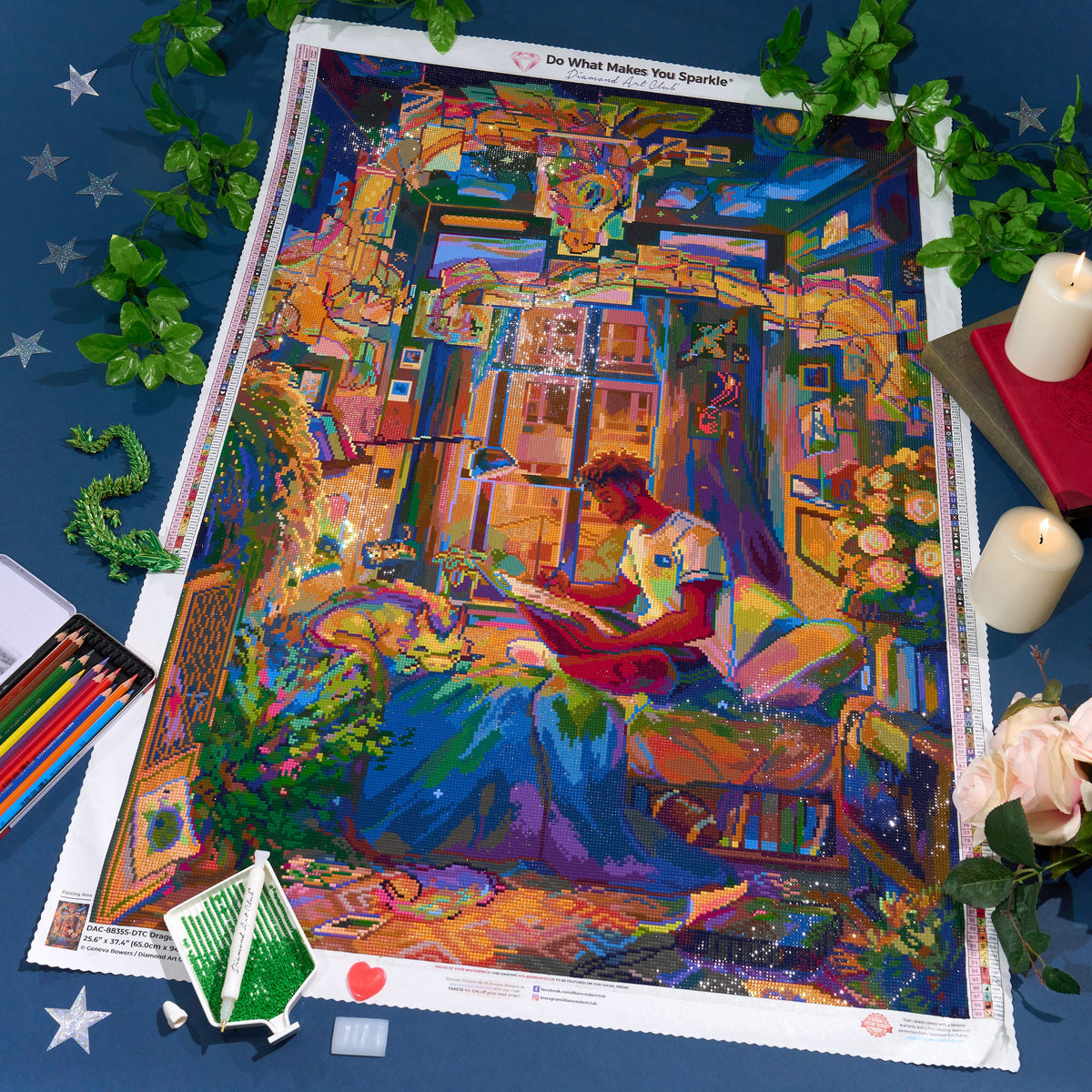 Diamond Painting Dragon Room 25.6" x 37.4" (65cm x 94.8cm) / Square with 99 Colors including 6 ABs and 2 Iridescent Diamonds and 19 Fairy Dust Diamonds / 99,441