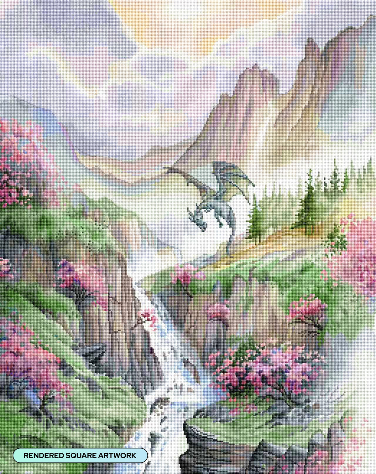 Diamond Painting DragonLand 25.6" x 32.3" (65cm x 81.9cm) / Square with 77 Colors including 1 AB and 4 Fairy Dust Diamonds / 85,869
