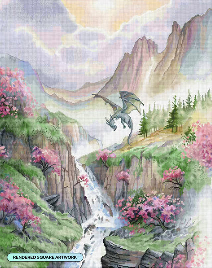Diamond Painting DragonLand 25.6" x 32.3" (65cm x 81.9cm) / Square with 77 Colors including 1 AB and 4 Fairy Dust Diamonds / 85,869