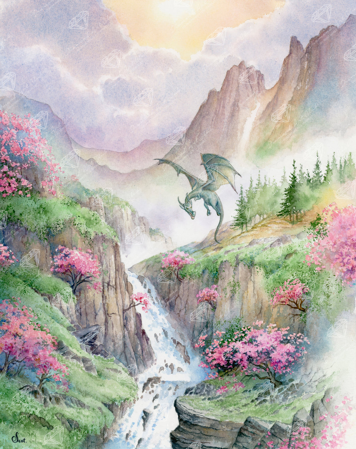 Diamond Painting DragonLand 25.6" x 32.3" (65cm x 81.9cm) / Square with 77 Colors including 1 AB and 4 Fairy Dust Diamonds / 85,869