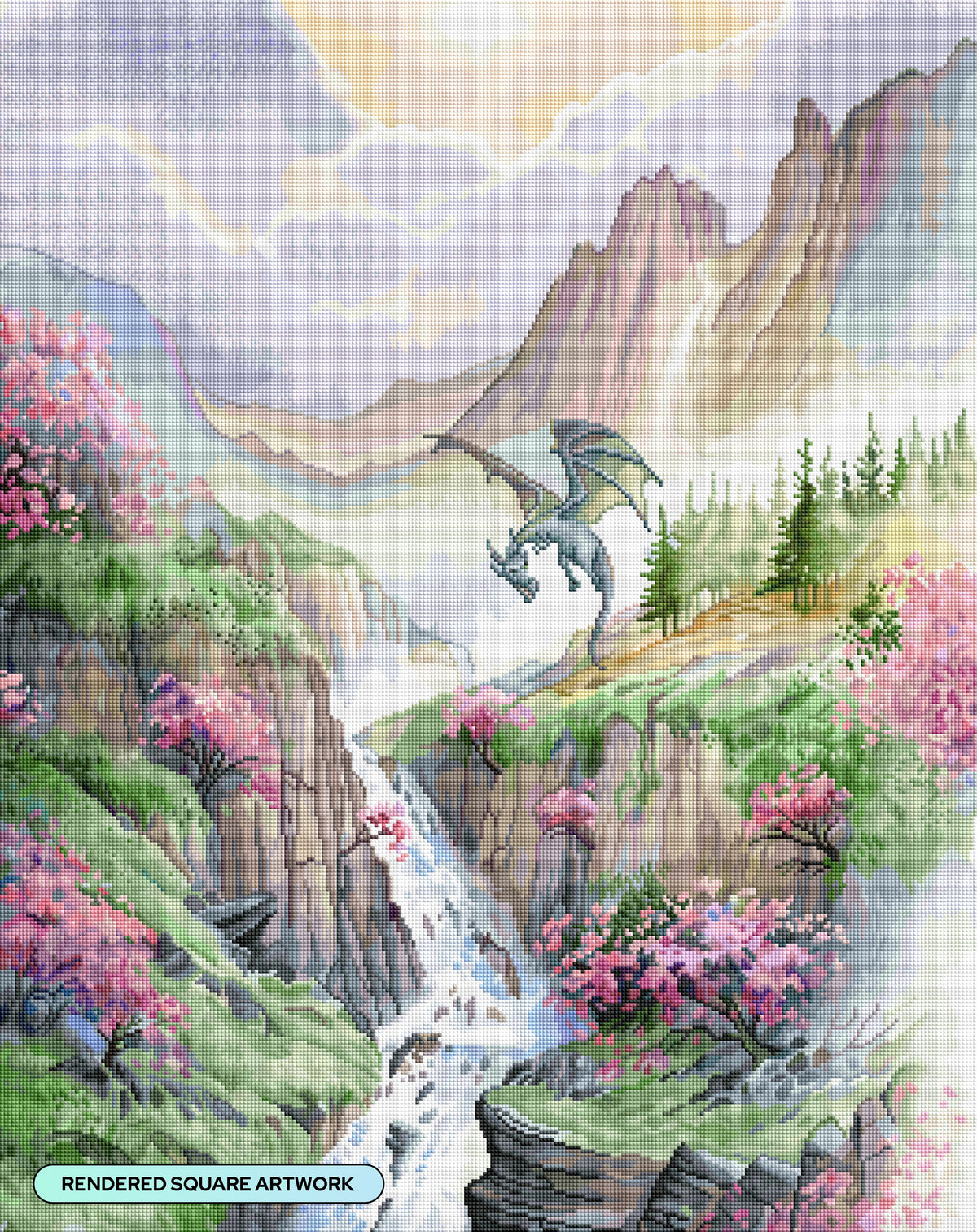 Diamond Painting DragonLand 25.6" x 32.3" (65cm x 81.9cm) / Square with 77 Colors including 1 AB and 4 Fairy Dust Diamonds / 85,869