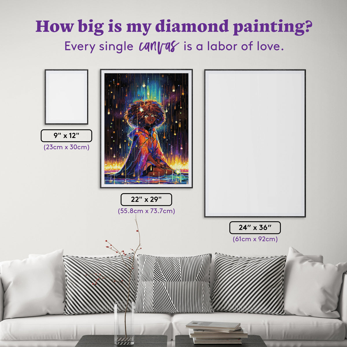 Diamond Painting Dream Big 22" x 29" (55.8cm x 73.7cm) / Square with 100 Colors including 3 ABs and 1 Frosted Diamond and 6 Fairy Dust Diamonds / 66,304