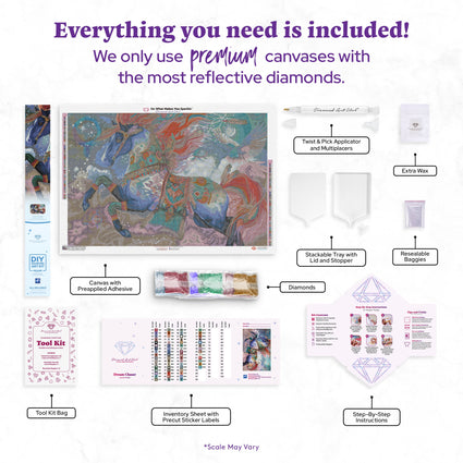 Diamond Painting Dream Chaser 38.6" x 25.6" (97.8cm x 65cm) / Square with 64 Colors including 1 AB and 4 Fairy Dust Diamonds / 102,573