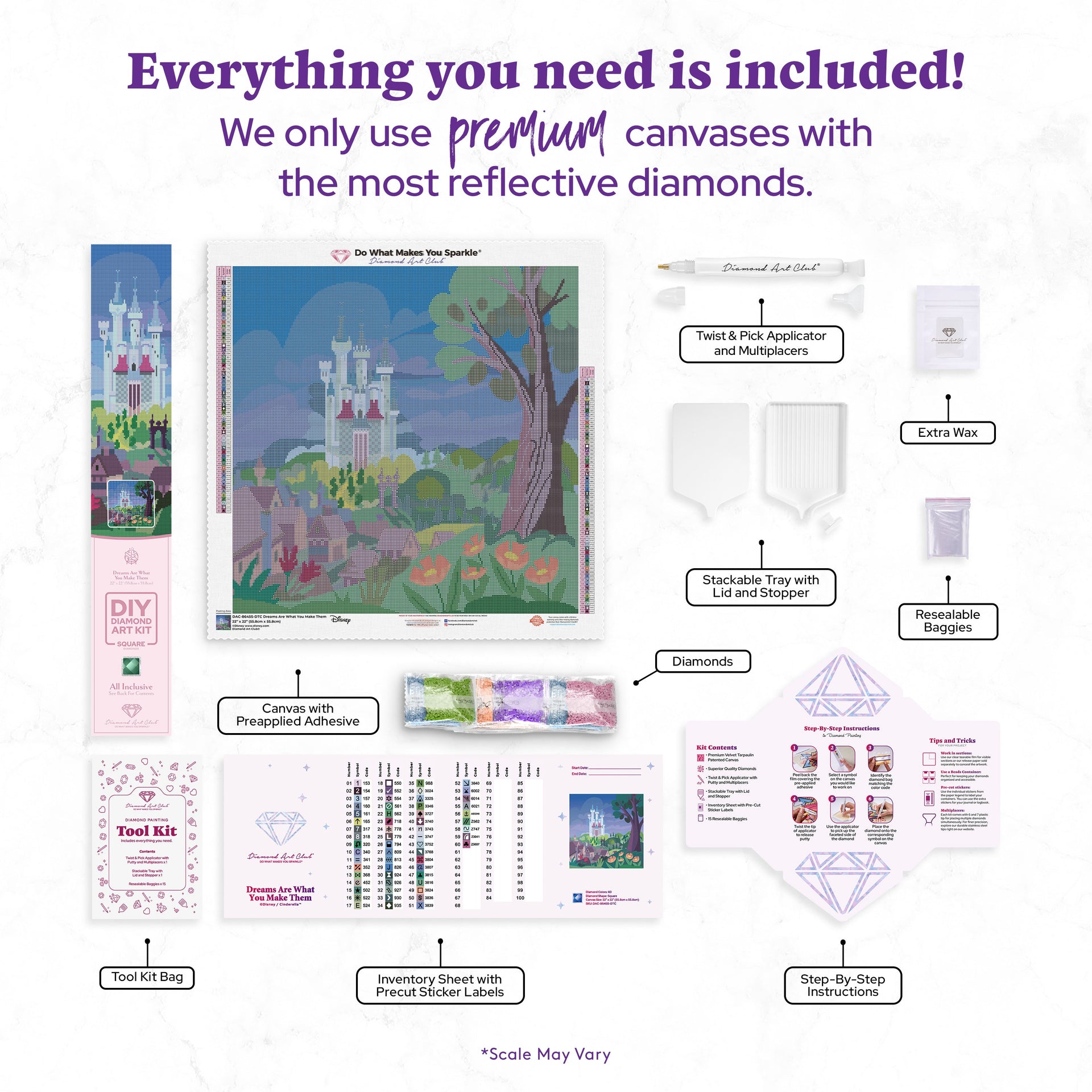 Diamond Painting Dreams Are What You Make Them 22" x 22" (55.8cm x 55.8cm) / Square with 60 Colors including 1 AB and 4 Fairy Dust Diamonds / 50,176