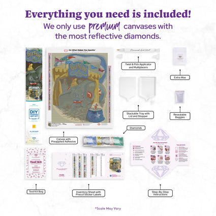 Diamond Painting Dumbo 17" x 21" (42.8cm x 53cm) / Square with 66 Colors including 6 Fairy Dust Diamonds / 36,636