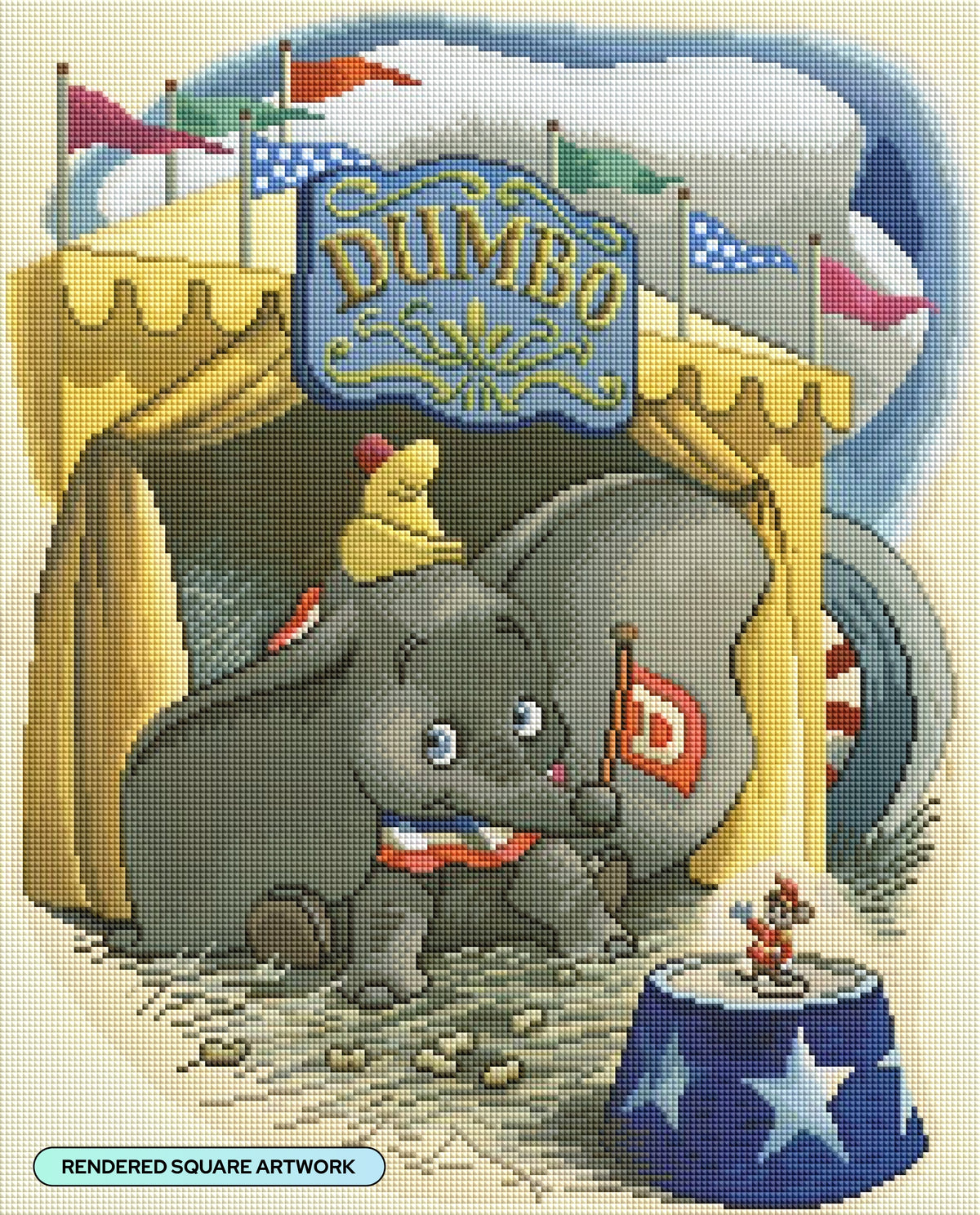 Diamond Painting Dumbo 17" x 21" (42.8cm x 53cm) / Square with 66 Colors including 6 Fairy Dust Diamonds / 36,636