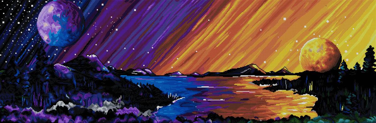 Diamond Painting Dusk to Dawn 61" x 20" (155cm x 51cm) / Square with 52 Colors including 5 ABs / 123,414
