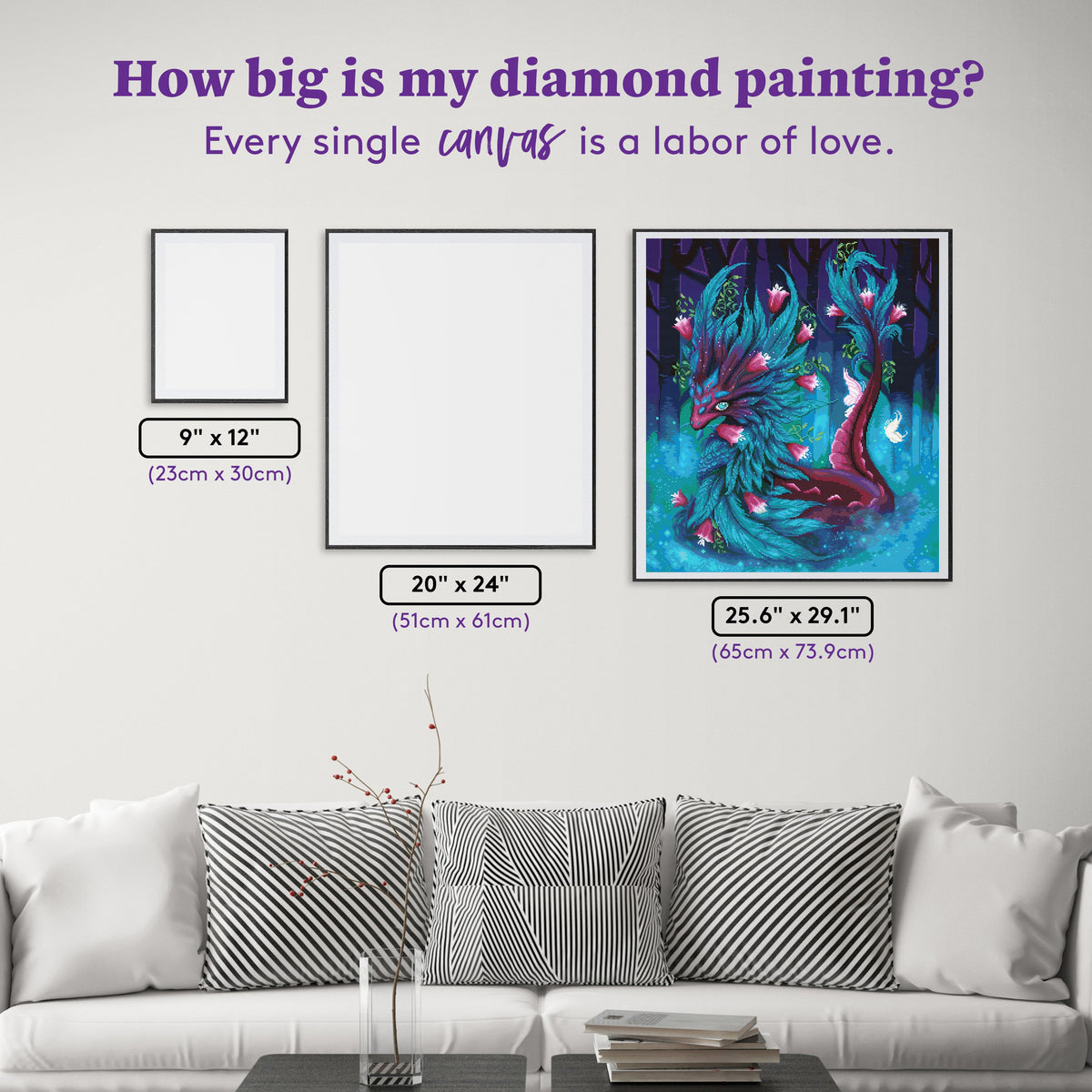 Diamond Painting Earth Dragon 25.6" x 29.1" (65cm x 73.9cm) / Square With 51 Colors Including 3 ABs and 3 Fairy Dust Diamonds / 77,517