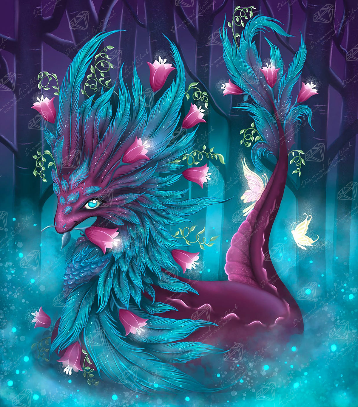 Diamond Painting Earth Dragon 25.6" x 29.1" (65cm x 73.9cm) / Square With 51 Colors Including 3 ABs and 3 Fairy Dust Diamonds / 77,517