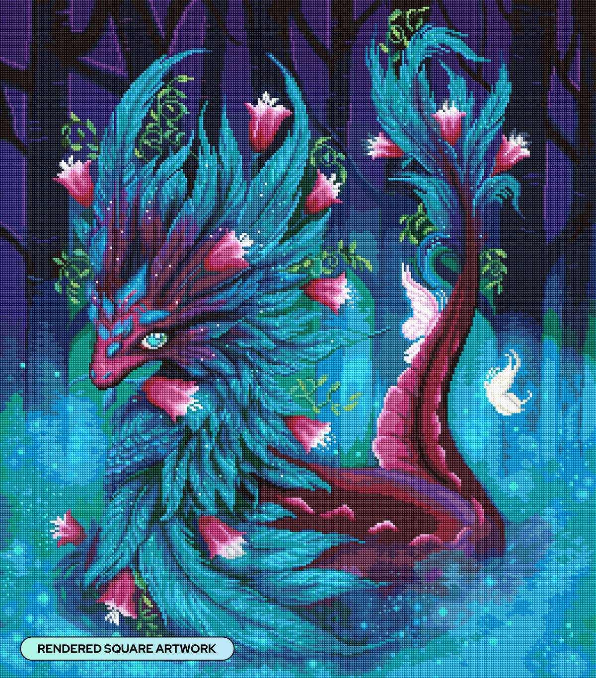 Diamond Painting Earth Dragon 25.6" x 29.1" (65cm x 73.9cm) / Square With 51 Colors Including 3 ABs and 3 Fairy Dust Diamonds / 77,517